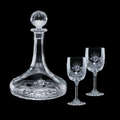 32 Oz. Cavanaugh Ship's Crystal Decanter & 2 Wine Glasses